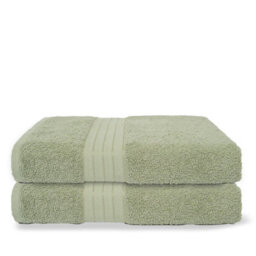 Ohs 2 Pack Of 100% Cotton Bath Sheet, 90 X 150Cm - Sage Green - thumbnail 1