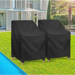 Waterproof Protective Cover For Stackable Garden Chairs, With Integrated Drawstring, Black Oxford Fabric, 65 X 80 120 Cm - thumbnail 6