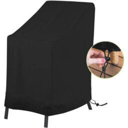 Waterproof Protective Cover For Stackable Garden Chairs, With Integrated Drawstring, Black Oxford Fabric, 65 X 80 120 Cm - thumbnail 1