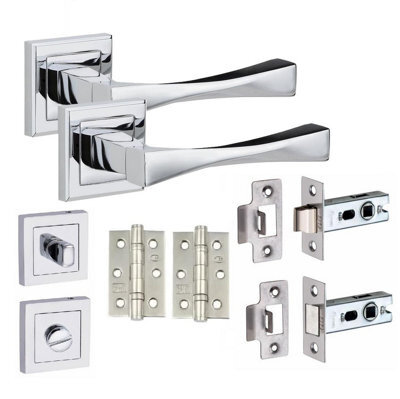 Golden Grace 1 Set Straight Astrid Design Bathroom Complete Internal Door Handle Set Polished Chrome Finish - image 1