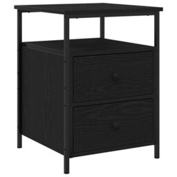 Berkfield Bedside Cabinet Black Oak 44X45X60 Cm Engineered Wood And Steel - thumbnail 2