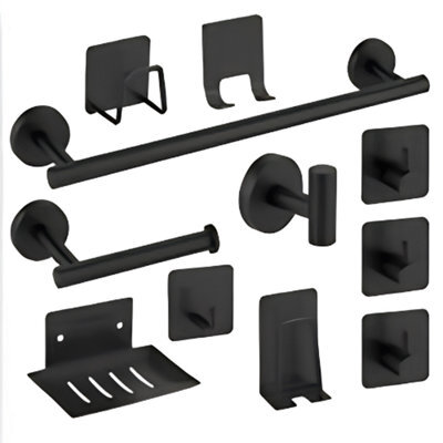 11 Piece Bathroom Accessories Set No Drill Towel Toilet Roll Holder - image 1