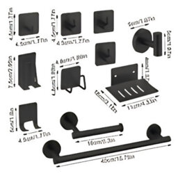 11 Piece Bathroom Accessories Set No Drill Towel Toilet Roll Holder - thumbnail 2