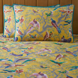 Laurence Llewelyn-Bowen Birdity Absurdity 100% Cotton Sateen Yellow Duvet Cover Set - thumbnail 3