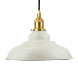 Clay White St Edmund's Painted Dome Pendant Light With Polished Brass Lamp Holder And Black Twisted Cable - Se Home - thumbnail 1