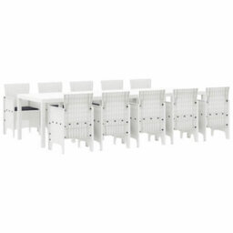 Berkfield Modern Garden Dining Set 11 Pcs White Poly Rattan And Aluminium - thumbnail 1