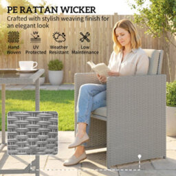 Outsunny 8 Seater Cube Rattan Garden Dining Set With Cushions, Light Grey - thumbnail 5