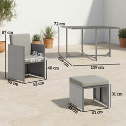 Outsunny 8 Seater Cube Rattan Garden Dining Set With Cushions, Light Grey - thumbnail 3