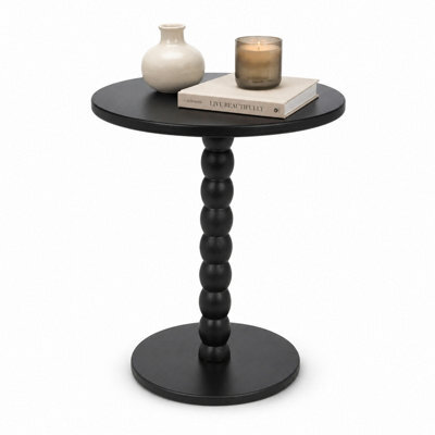 Urbn-Living Urbnliving Modern Black Round Mdf Wood Side Table Bedside Nightstand Coffee End Table - image 1