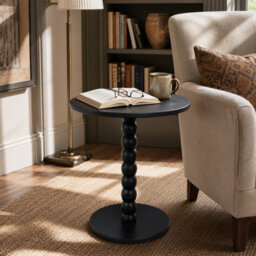 Urbn-Living Urbnliving Modern Black Round Mdf Wood Side Table Bedside Nightstand Coffee End Table - thumbnail 4