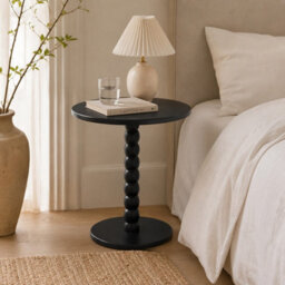 Urbn-Living Urbnliving Modern Black Round Mdf Wood Side Table Bedside Nightstand Coffee End Table - thumbnail 3