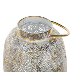 Beliani Distressed Gold Metal Lantern 30Cm With Glass Candle Holder, Boho Openwork Design - thumbnail 5