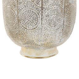 Beliani Distressed Gold Metal Lantern 30Cm With Glass Candle Holder, Boho Openwork Design - thumbnail 6
