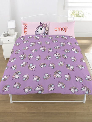 Emoji Icon Unicorn Double Duvet Cover And Pillowcase Set - image 1