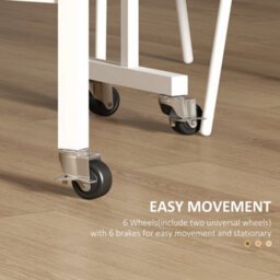 Homcom Drop Leaf Table With 6 Wheels Folding Dining Table, Oak - thumbnail 6