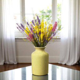 Ceramic Speckled Pattern Flower Vase - Yellow - thumbnail 2