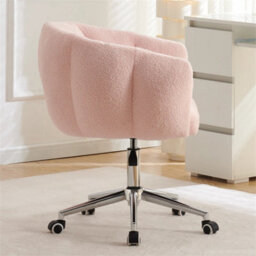 B Pink Home Office Desk Chair Makeup Vanity Chair Adjustable Accent Chair With Wheels - thumbnail 4