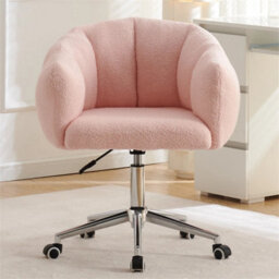 B Pink Home Office Desk Chair Makeup Vanity Chair Adjustable Accent Chair With Wheels - thumbnail 1