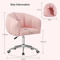 B Pink Home Office Desk Chair Makeup Vanity Chair Adjustable Accent Chair With Wheels - thumbnail 2