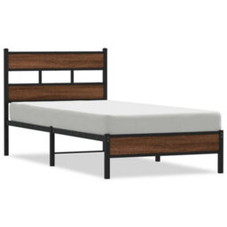 Berkfield Bed Frame Without Mattress Brown Oak 90X190 Cm Single Engineered Wood - thumbnail 2