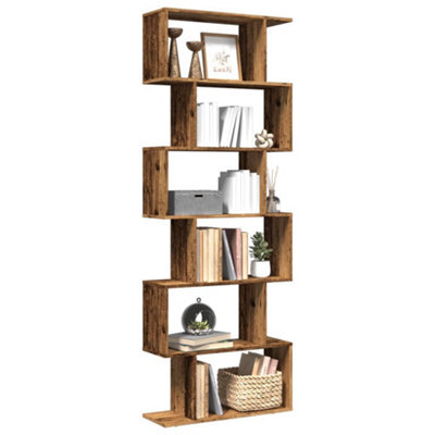 Berkfield Room Divider Bookcase 6-Tier Old Wood 70X24X193 Cm Engineered Wood - image 1