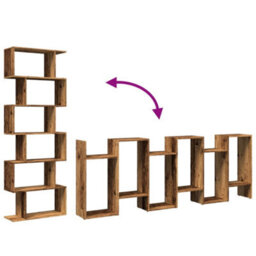 Berkfield Room Divider Bookcase 6-Tier Old Wood 70X24X193 Cm Engineered Wood - thumbnail 8