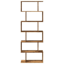 Berkfield Room Divider Bookcase 6-Tier Old Wood 70X24X193 Cm Engineered Wood - thumbnail 5