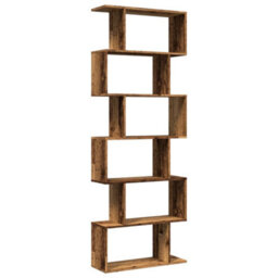 Berkfield Room Divider Bookcase 6-Tier Old Wood 70X24X193 Cm Engineered Wood - thumbnail 7