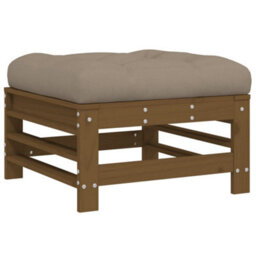 Walplus Garden Outdoor Footstool With Cushion Honey Brown Solid Wood Pine - thumbnail 2
