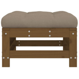 Walplus Garden Outdoor Footstool With Cushion Honey Brown Solid Wood Pine - thumbnail 3