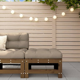 Walplus Garden Outdoor Footstool With Cushion Honey Brown Solid Wood Pine - thumbnail 1
