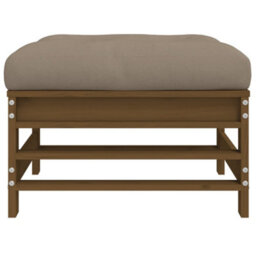 Walplus Garden Outdoor Footstool With Cushion Honey Brown Solid Wood Pine - thumbnail 4