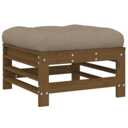Walplus Garden Outdoor Footstool With Cushion Honey Brown Solid Wood Pine - thumbnail 5