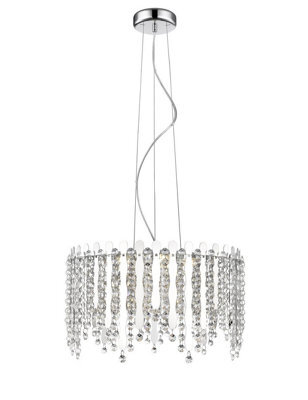 Luminosa Lighting Luminosa Belize 5 Light Led Chrome Crystal Pendant Ceiling Light