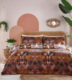 Furn. Kaihalu Jungle Animal Floral Reversible Duvet Cover Set, King, Purple