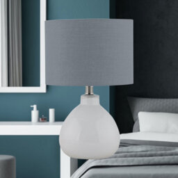 First Choice Lighting Set Of 2 Tuscan White Ceramic Lamps With Grey Shade - thumbnail 7