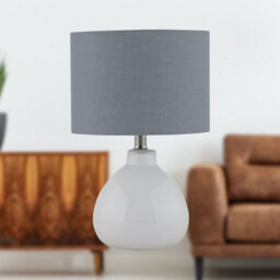 First Choice Lighting Set Of 2 Tuscan White Ceramic Lamps With Grey Shade - thumbnail 6