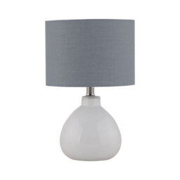 First Choice Lighting Set Of 2 Tuscan White Ceramic Lamps With Grey Shade - thumbnail 2
