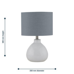 First Choice Lighting Set Of 2 Tuscan White Ceramic Lamps With Grey Shade - thumbnail 8