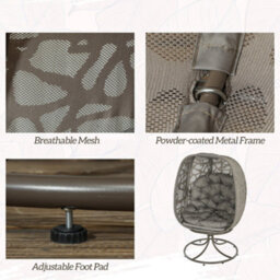 Wyld Haus Nise Sand Brown Rattan-Style Metal Swivel Egg Chair With Cushions - Foldable Outdoor Patio Seat - thumbnail 8