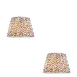 Loops Elegant 2 Pack Of 40Cm Pearl Grey Tapered Cylinder Lamp Shades - Handcrafted Pleated Design - thumbnail 1
