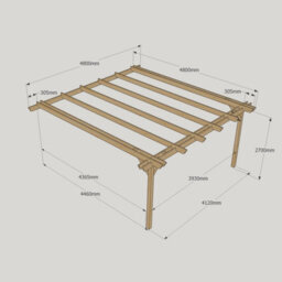 Rutland County Garden Furniture Wall Mounted Double Garden Pergola - Wood - L480 X W480 X H270 Cm - Rustic Brown - thumbnail 5
