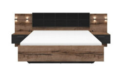 Impact Furniture Luxury Ottoman Super King Size Storage Bed With Led Lights Usb Chargers Bedsides Lift Up Frame Oak Black Kassel - thumbnail 6