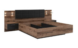 Impact Furniture Luxury Ottoman Super King Size Storage Bed With Led Lights Usb Chargers Bedsides Lift Up Frame Oak Black Kassel - thumbnail 5