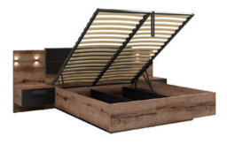 Impact Furniture Luxury Ottoman Super King Size Storage Bed With Led Lights Usb Chargers Bedsides Lift Up Frame Oak Black Kassel - thumbnail 1