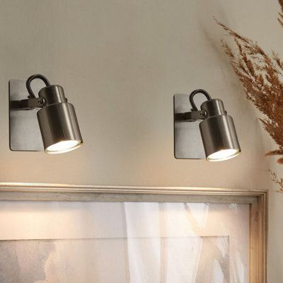 Beliani Set Of 2 Silver Industrial Swing Arm Wall Lamps With Conical Shades, 1-Light Each - image 1