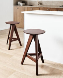 Beliani Set Of 2 Bar Stools Aroma Wood Brown - thumbnail 2