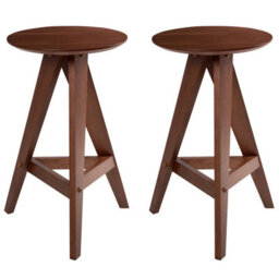 Beliani Set Of 2 Bar Stools Aroma Wood Brown - thumbnail 1