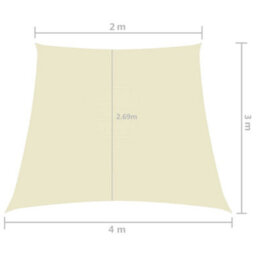 Berkfield Sunshade Sail Oxford Fabric Trapezium 2/4X3 M Cream - thumbnail 6