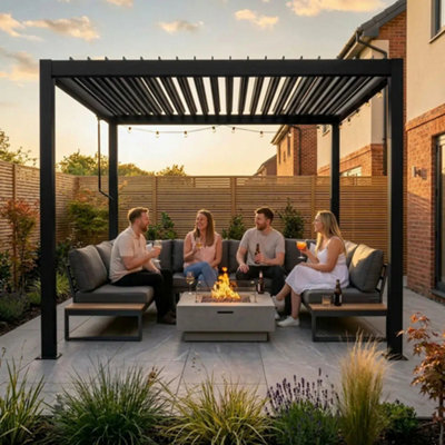 Sunopy 3M X 3M  Zam Steel  Matte Black Freestanding Pergola
